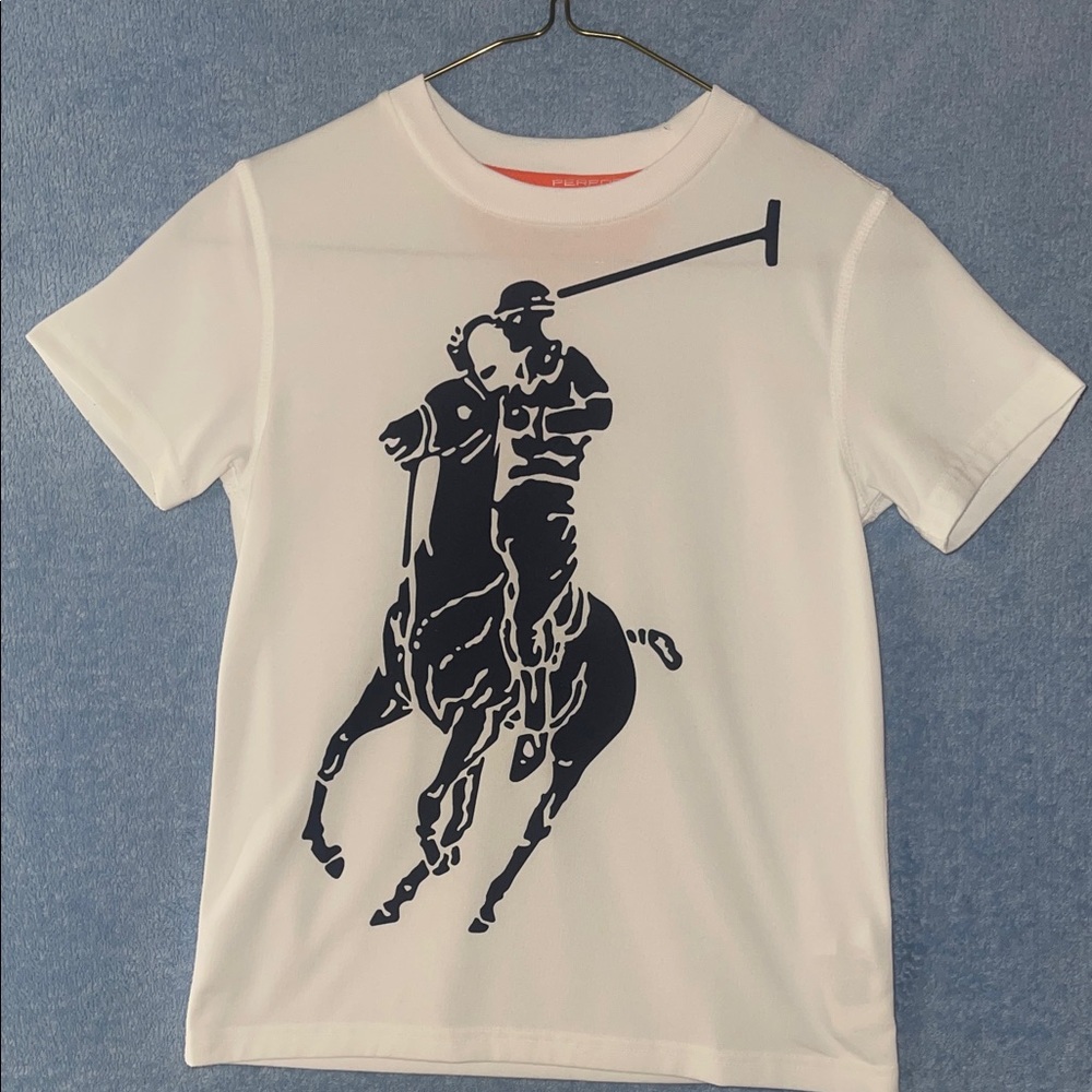 Ralph Lauren White Tee with Black Polo Graphic